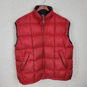 Polo Ralph Lauren Mens‎ Vest Size L Red Zip Up Quilted Down Puffer Distressed